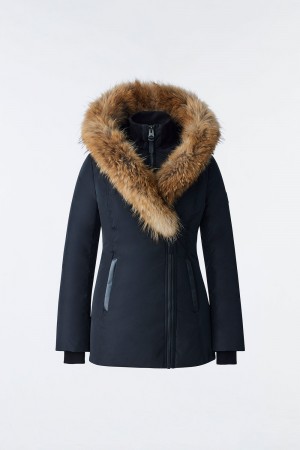 Black Mackage Adali Natural Fur Signature Mackage Collar Women's Down Coats | PCUI94857