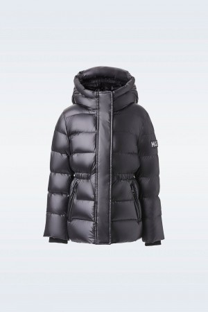 Black Mackage Alannis-T Lustrous Medium Down Hood Kids' Parka Jackets | ZVOB85924