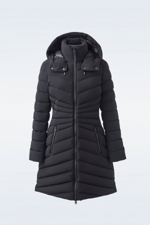 Black Mackage Camea-Str Stretch Light Removable Hood Women's Down Jackets | XKGN06215