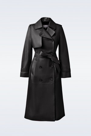 Black Mackage Gael (R) Leather Belt Women's Trench Coats | ZVWC79845