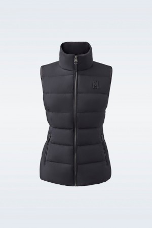 Black Mackage Gisela Stretch Light Down Stand Collar Women's Vests | ACBR31508