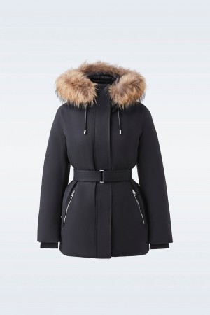 Black Mackage Jeni-Fz 2-In-1 Down Removable Bib & Fur Trim Women's Parka Jackets | GZYC58304