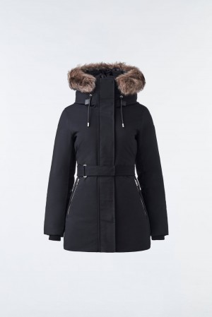 Black Mackage Jeni 2-In-1 Down Removable Bib And Sheepskin Trim Women's Parka Jackets | JQAV19035