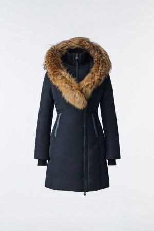 Black Mackage Kay Natural Fur Signature Mackage Collar Women's Down Coats | RMUC16597