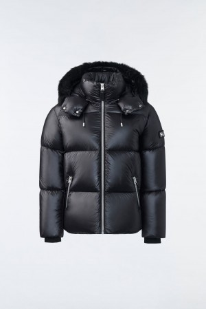 Black Mackage Kent Lustrous Light Shearling Men's Down Jackets | RCQK57231