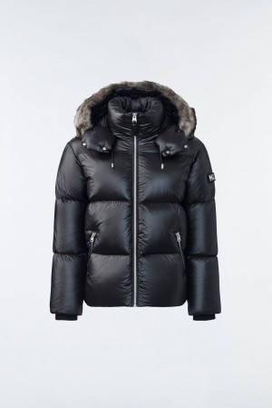 Black Mackage Kent Lustrous Light Shearling Men's Down Jackets | FWNV71264