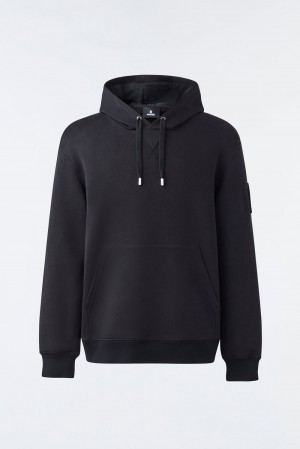 Black Mackage Krys Velvet Embroidery Men's Hoodie | SHIZ48790