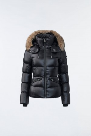 Black Mackage Madalyn Lustrous Light Shearling Women's Down Jackets | FHKD04523