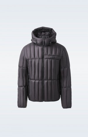 Black Mackage Peter Translucent Ripstop Light Hood Men's Down Jackets | BKAC29871