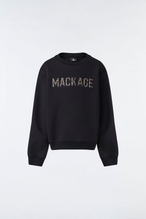 Black Mackage Rio Double-Face Jersey Wordmark Kids' Sweatshirts | UMSK65207