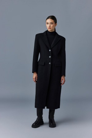 Black Mackage Ruth Double-Face Wool Long Women's Coats | WSEA75069