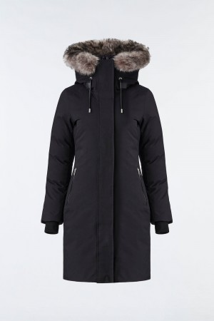 Black Mackage Shiloh 2-In-1 Fitted Removable Bib And Sheepskin Women's Down Coats | MJAG47162