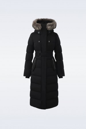 Black Mackage Shyla 2-In-1 Removable Bib And Sheepskin Trim Women's Down Coats | BAMO59623