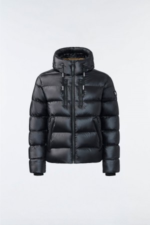 Black Mackage Victor Lustrous Light Hood Men's Down Jackets | FPQT71098