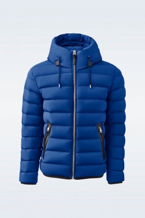 Blue Mackage Jack Agile-360 Stretch Light Hood Men's Down Jackets | GUBI30196