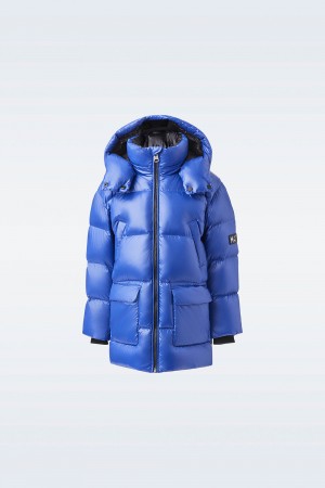 Blue Mackage Kennie Lustrous Light Down Hood Kids' Parka Jackets | EMZV37145