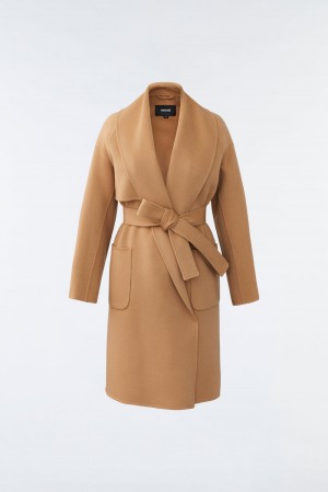 Brown Mackage Thalia Double-Face Wool Robe Women's Coats | NCRA91067