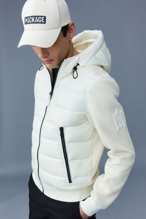 Cream Mackage Frank Double-Face Jersey Hood Men's Bomber Jackets | SXQG56948