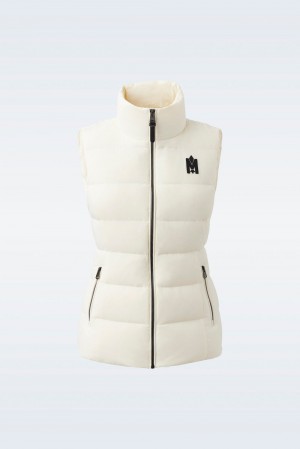 Cream Mackage Gisela Stretch Light Down Stand Collar Women's Vests | JMHE39207