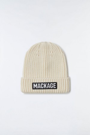 Cream Mackage Jude Hand-Knit Toque Ribbed Cuff Kids' Beanie | ZRCV46520