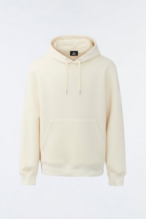 Cream Mackage Krys Velvet Embroidery Men's Hoodie | CUXS35972