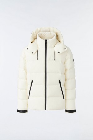 Cream Mackage Samuel Stretch Light Hood Men's Down Jackets | BYJT70541