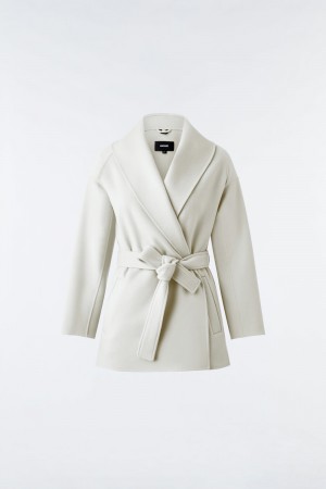 Cream Mackage Tyra Double-Face Wool Robe Women's Jackets | ZMDT43702