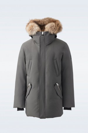 Grey Mackage Edward 2-In-1 Down Hooded Bib And Natural Fur Men's Parka Jackets | ZGVK97621