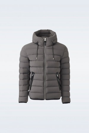 Grey Mackage Jack Agile-360 Stretch Light Hood Men's Down Jackets | FLCR16354