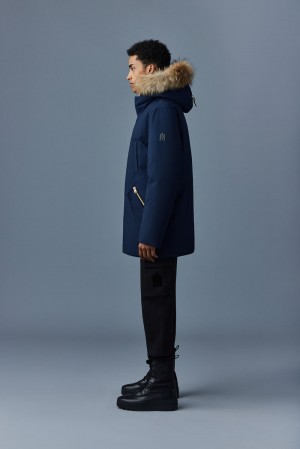 Navy Mackage Edward 2-In-1 Down Hooded Bib And Natural Fur Men's Parka Jackets | QHNT35276