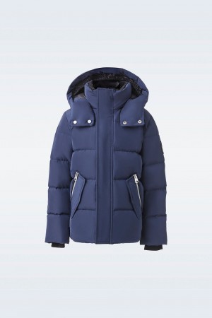 Navy Mackage Hudson Nano Removable Hood Kids' Down Jackets | JRHZ90815