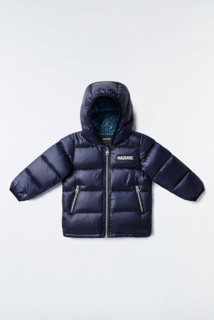 Navy Mackage Noko Recycled E3-Lite Hood Kids' Down Jackets | OWNJ49136