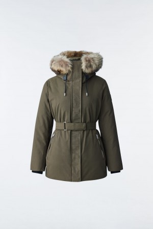 Olive Mackage Jeni 2-In-1 Down Removable Bib And Natural Fur Women's Parka Jackets | TYEA31025