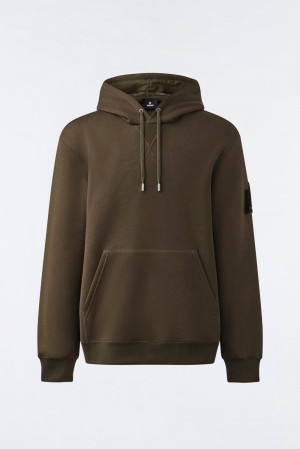 Olive Mackage Krys Velvet Embroidery Men's Hoodie | CEWI45062