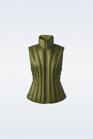 Olive Mackage Lilyan Light Down Vertical Quilted Women's Vests | SIQH25497