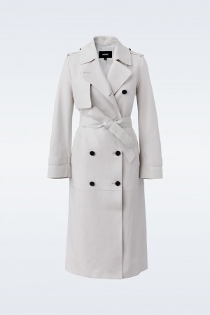 White Mackage Gael (R) Leather Belt Women's Trench Coats | EBAI13470