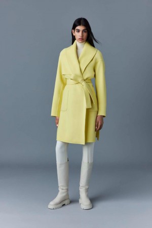 Yellow Mackage Thalia Double-Face Wool Robe Women's Coats | KYHV23597