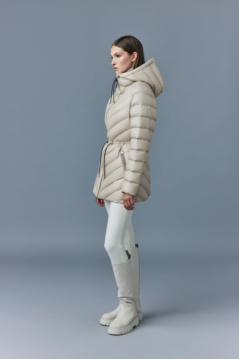 Beige Mackage Arita Light Hooded Chevron Women's Down Jackets | NBIG89271