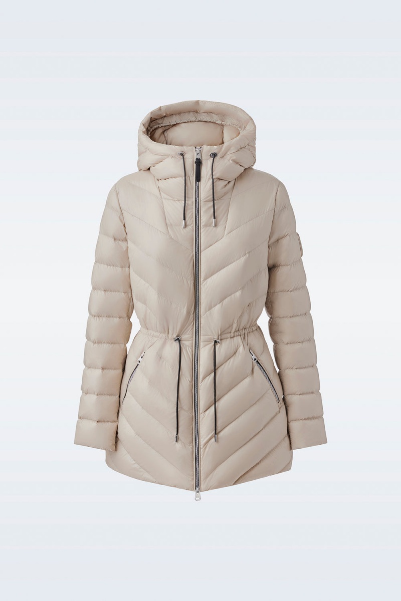 Beige Mackage Arita Light Hooded Chevron Women's Down Jackets | NBIG89271