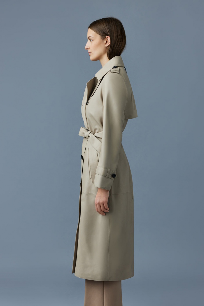 Beige Mackage Gael (R) Leather Belt Women's Trench Coats | OKIX29751