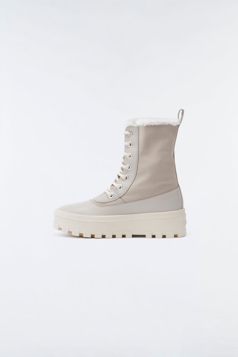 Beige Mackage Hero-W Shearling-Lined Women's Winter Boots | PGTI59043