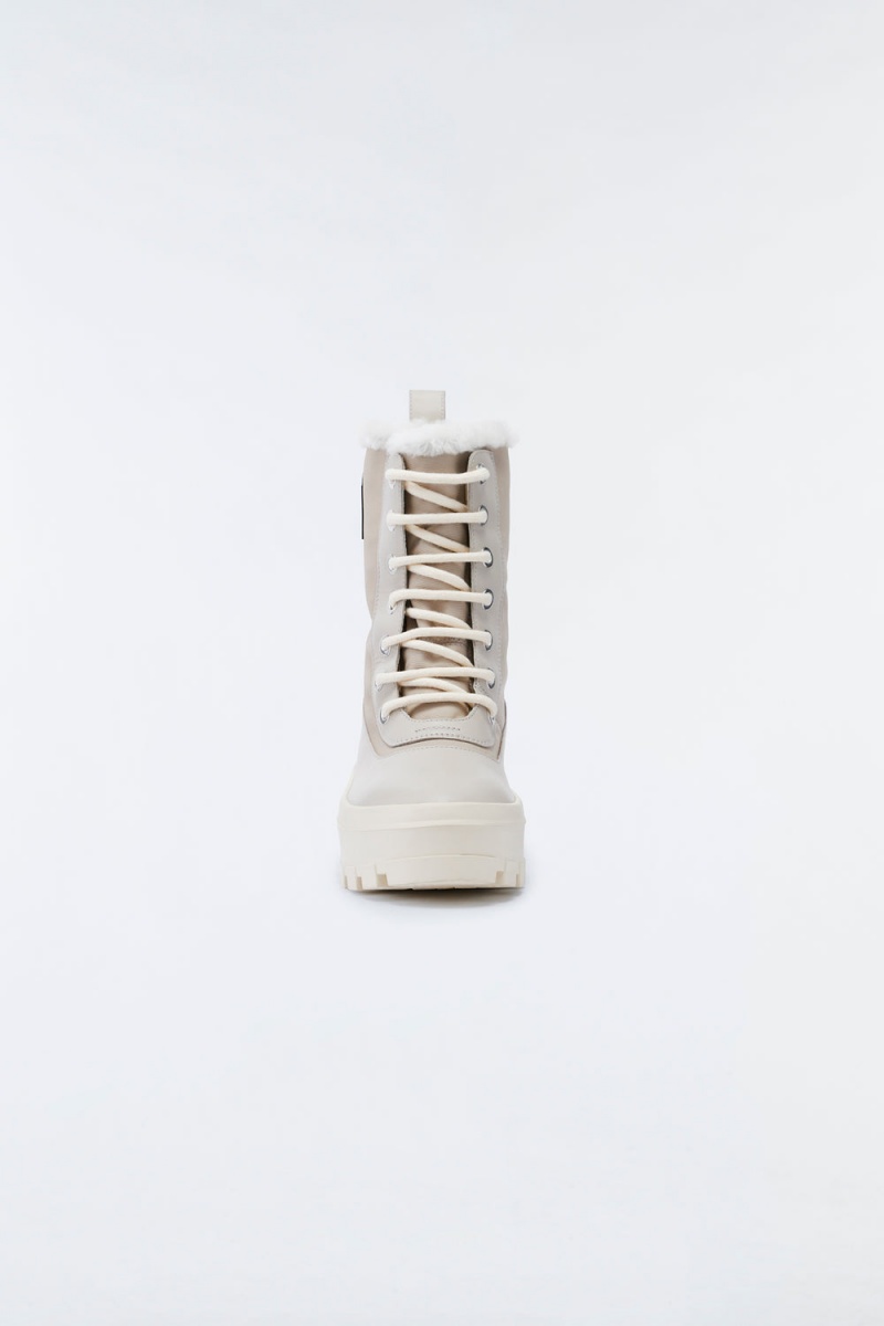 Beige Mackage Hero-W Shearling-Lined Women's Winter Boots | PGTI59043