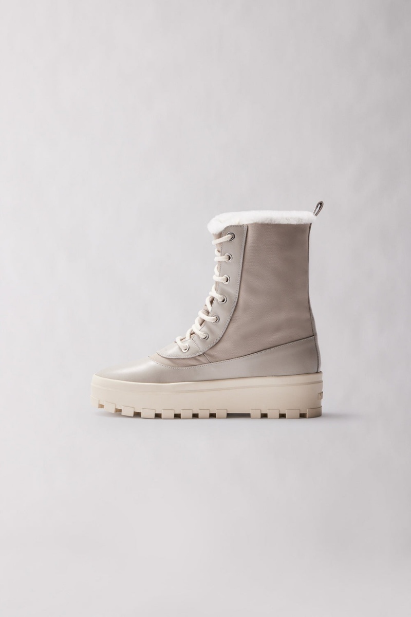 Beige Mackage Hero Shearling-Lined Men's Winter Boots | QDGC50936