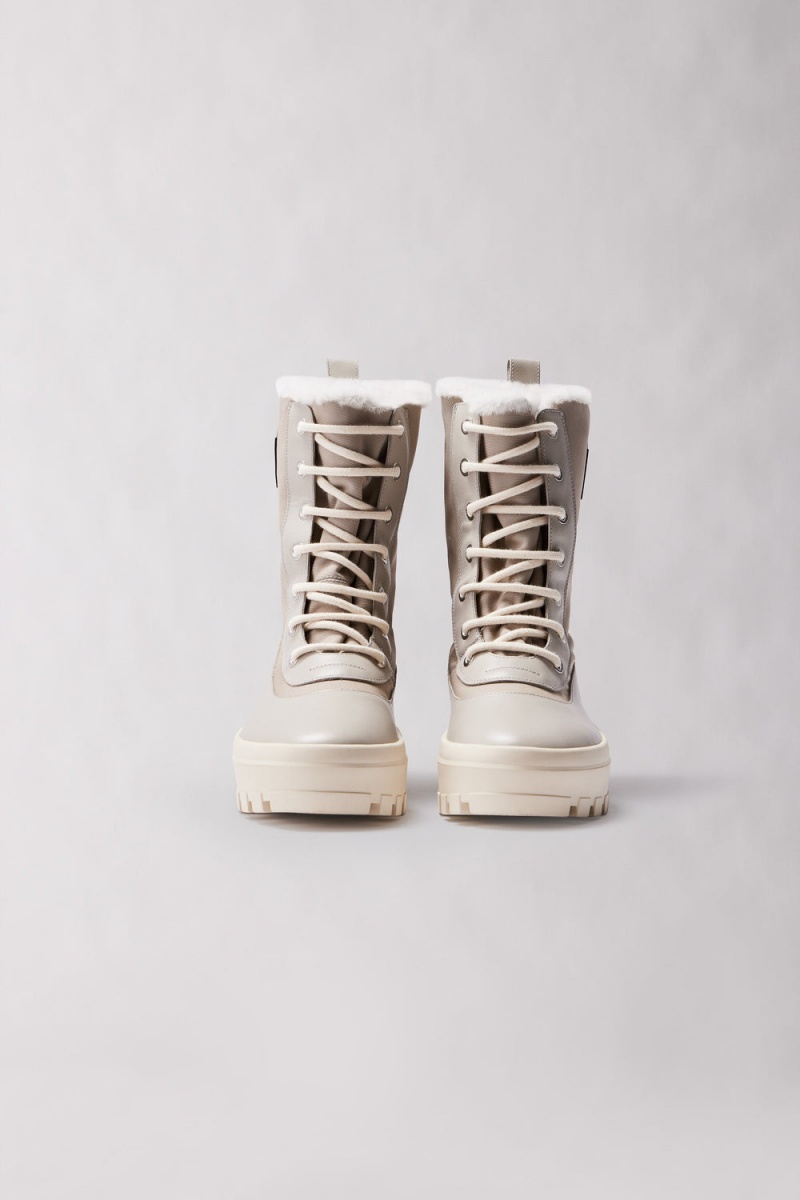 Beige Mackage Hero Shearling-Lined Men's Winter Boots | QDGC50936