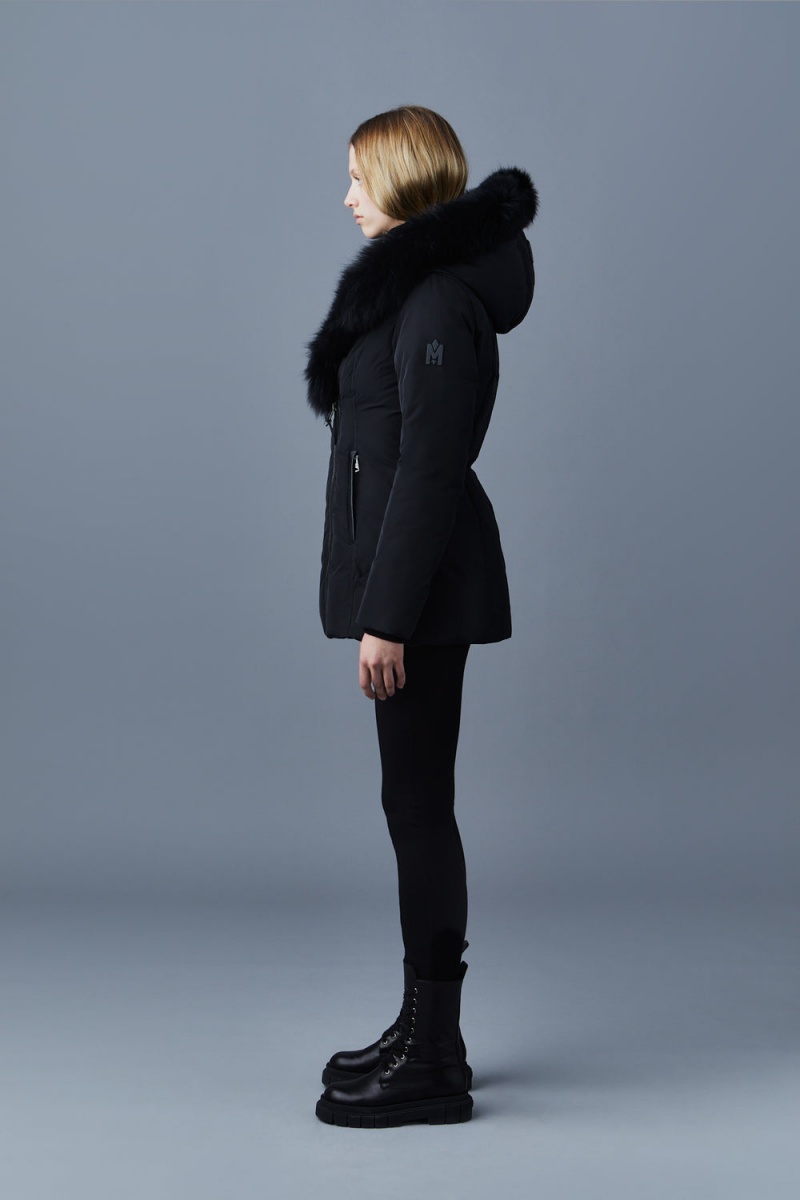 Black Mackage Adali Blue Fox Fur Signature Mackage Collar Women's Down Coats | NZSL35689