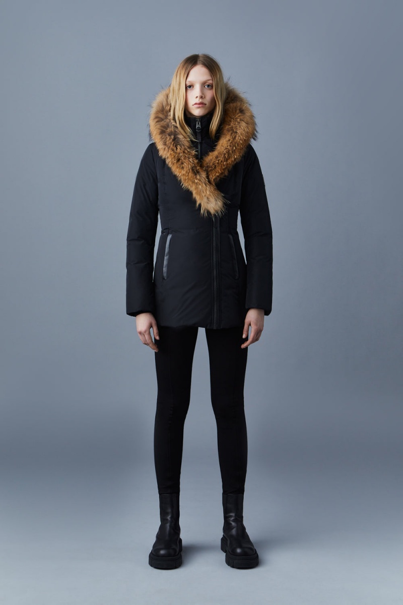 Black Mackage Adali Natural Fur Signature Mackage Collar Women's Down Coats | PCUI94857