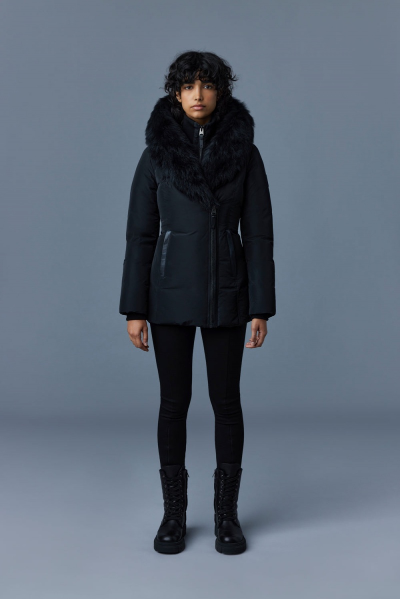 Black Mackage Adali Sheepskin Signature Mackage Collar Women's Down Coats | BUPV70246