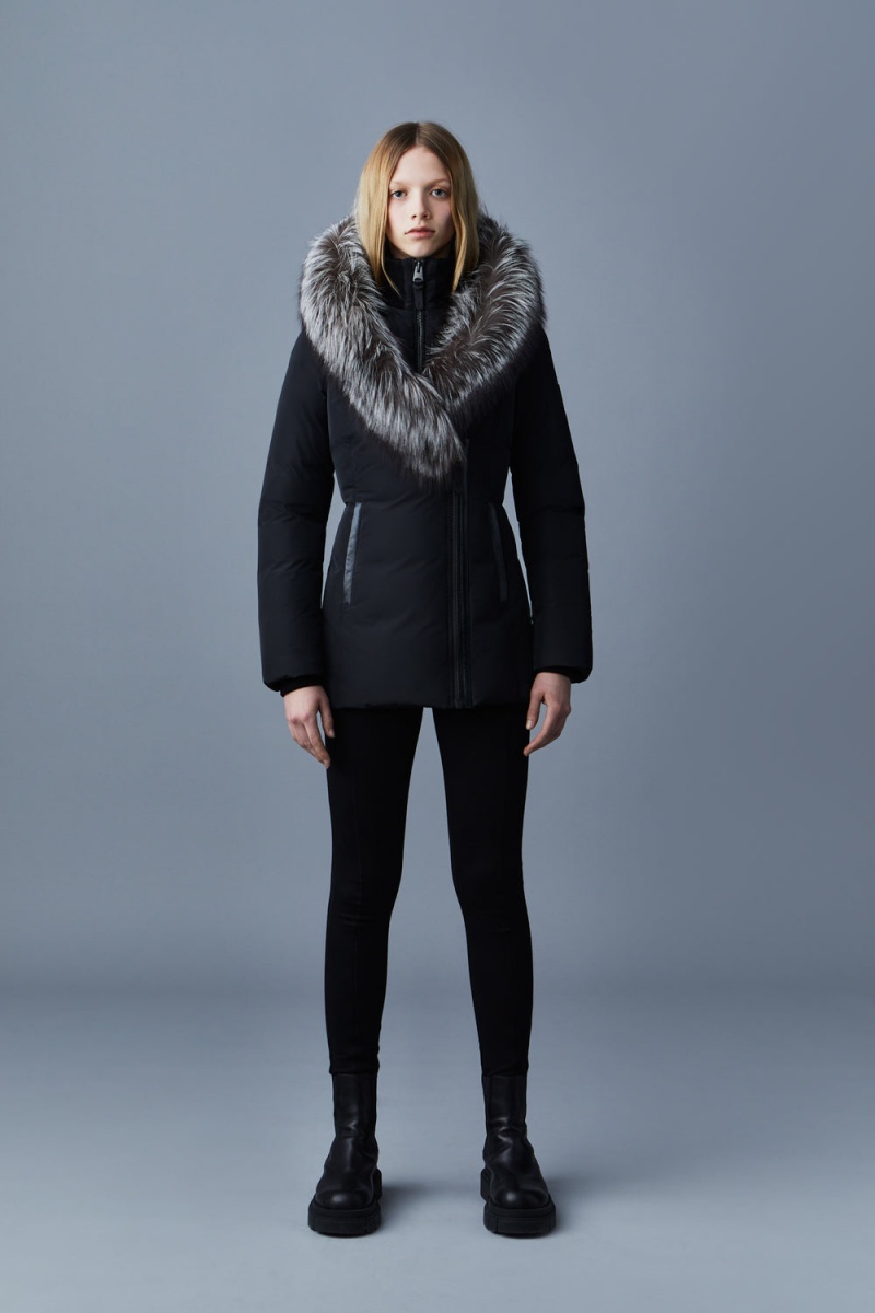 Black Mackage Adali Silver Fox Fur Signature Mackage Collar Women's Down Coats | BRWN53042