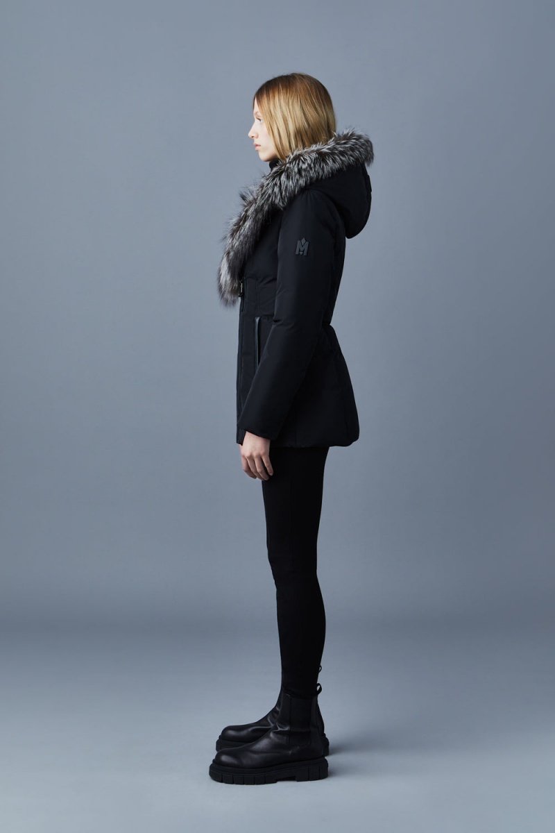 Black Mackage Adali Silver Fox Fur Signature Mackage Collar Women's Down Coats | BRWN53042