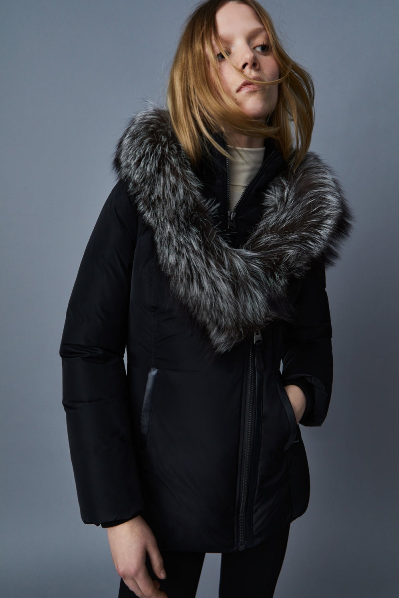 Black Mackage Adali Silver Fox Fur Signature Mackage Collar Women's Down Coats | BRWN53042